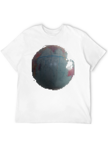 Pixelated Earth Graphic Black T-Shirt