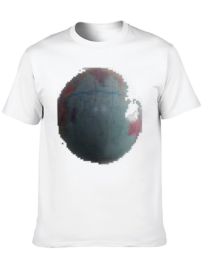 Pixelated Earth Graphic Black T-Shirt