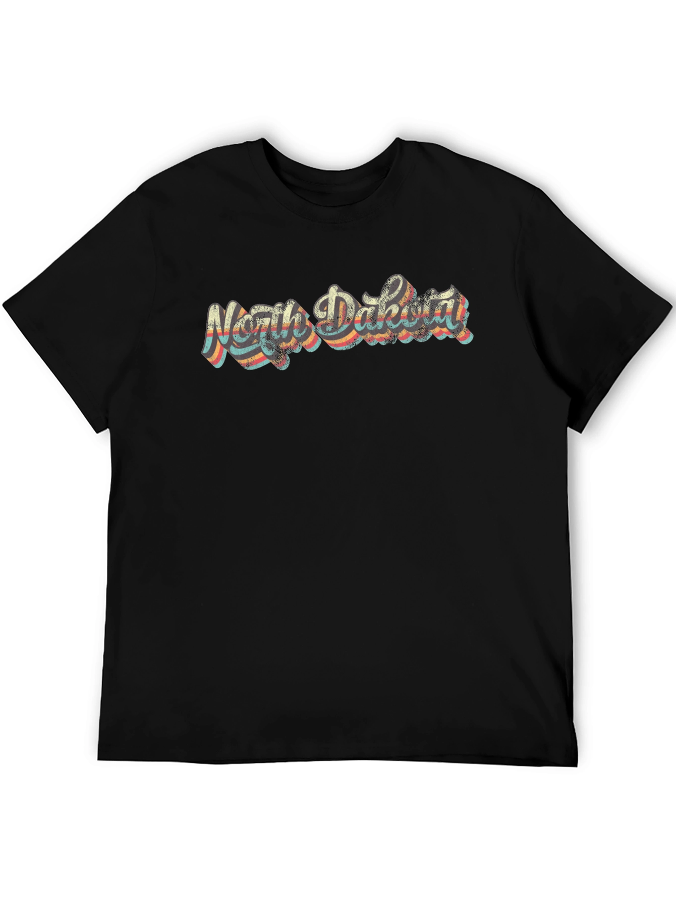 Retro North Dakota Black T-Shirt