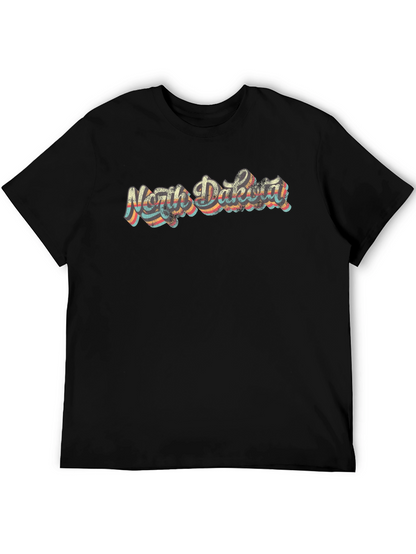Retro North Dakota Black T-Shirt