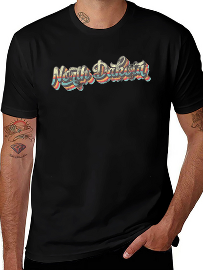 Retro North Dakota Black T-Shirt