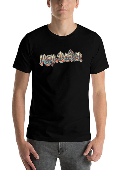 Retro North Dakota Black T-Shirt