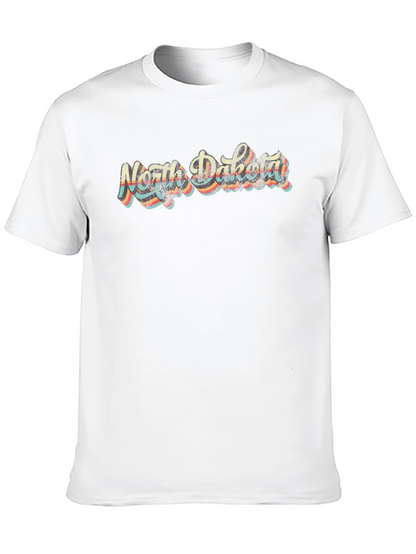 Retro North Dakota Black T-Shirt