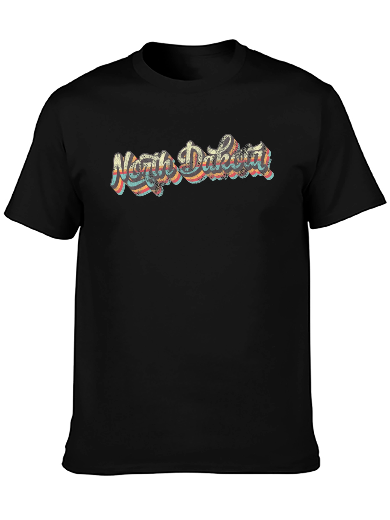 Retro North Dakota Black T-Shirt