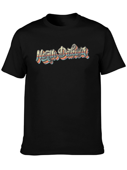 Retro North Dakota Black T-Shirt