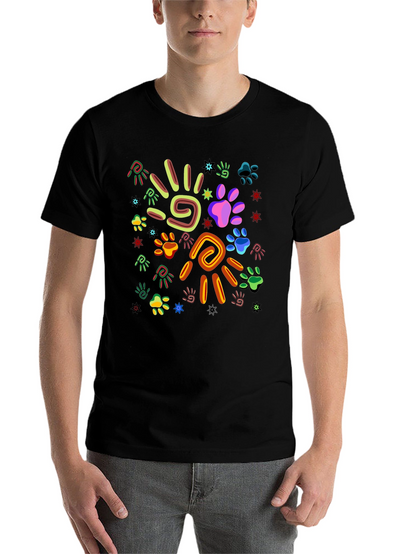Funky Paw Print & Hand Graphic Tee