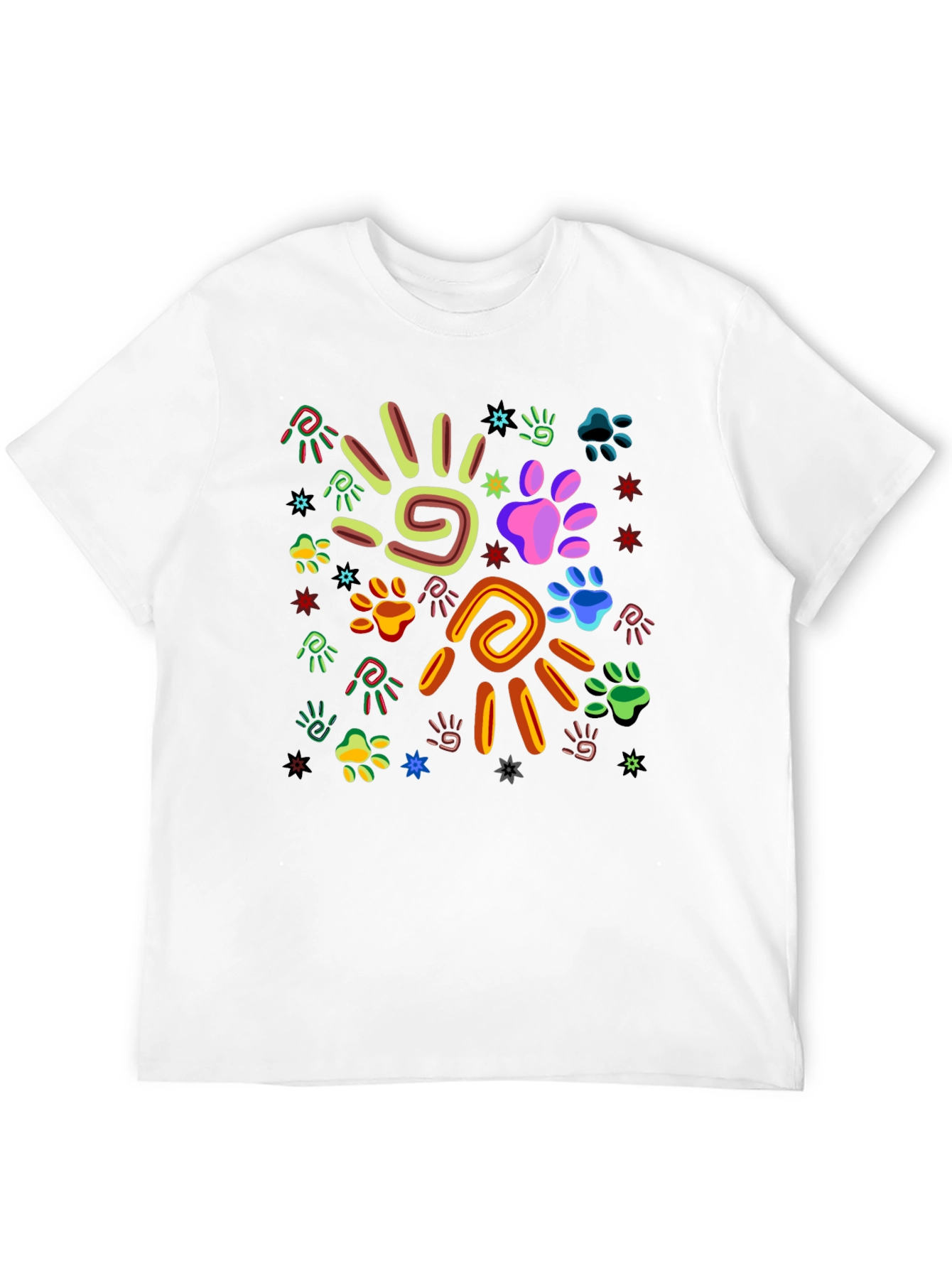 Funky Paw Print & Hand Graphic Tee