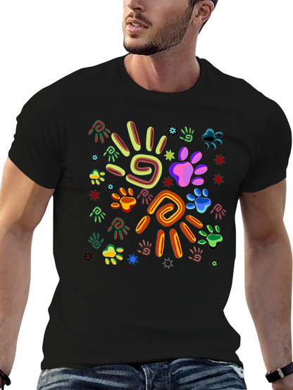 Funky Paw Print & Hand Graphic Tee