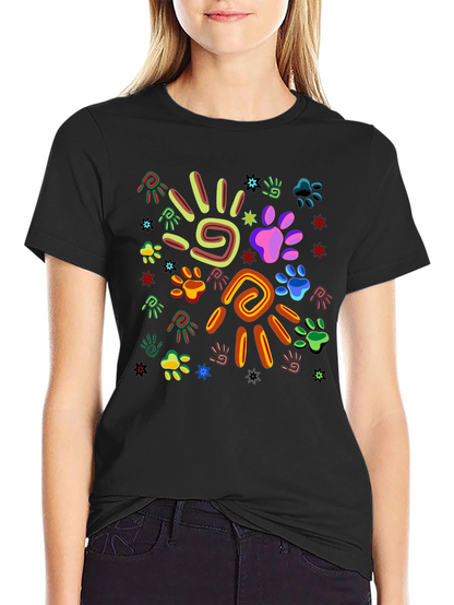 Funky Paw Print & Hand Graphic Tee