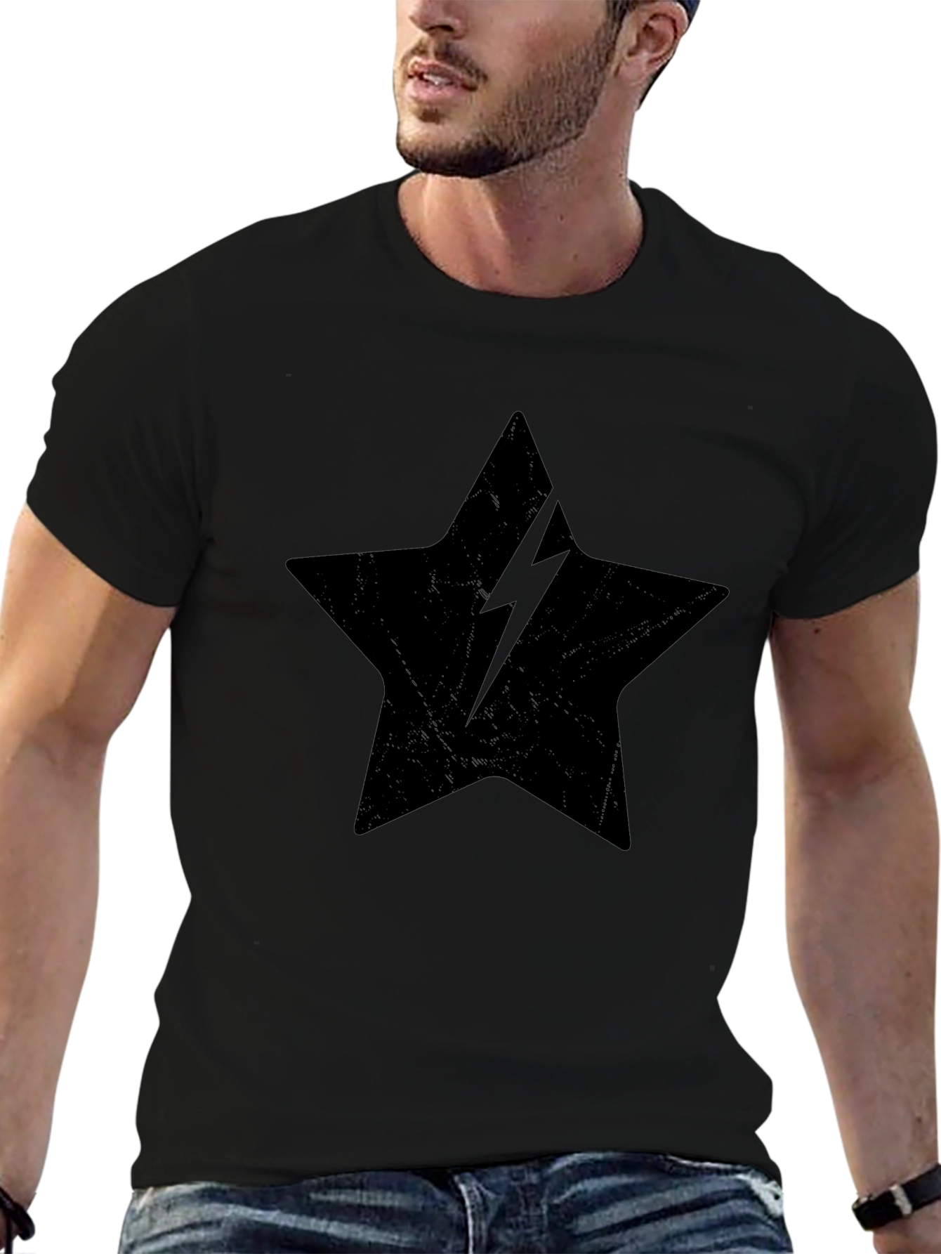 Black Star Lightning Bolt Graphic Tee