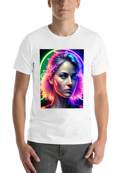 Neon Portrait Graphic Tee - Modern Art Shirt