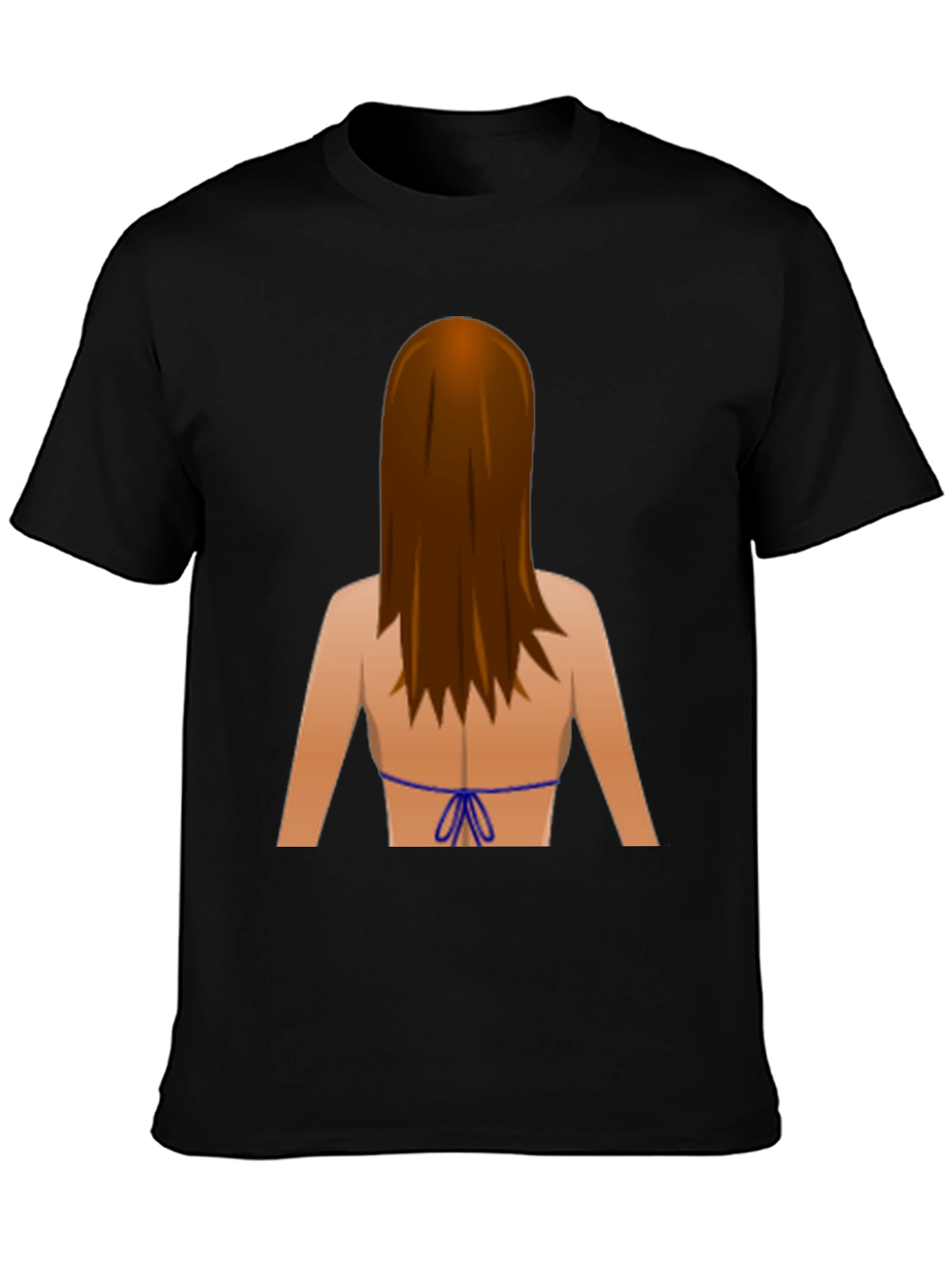Emoji Bikini Back Print Black T-Shirt
