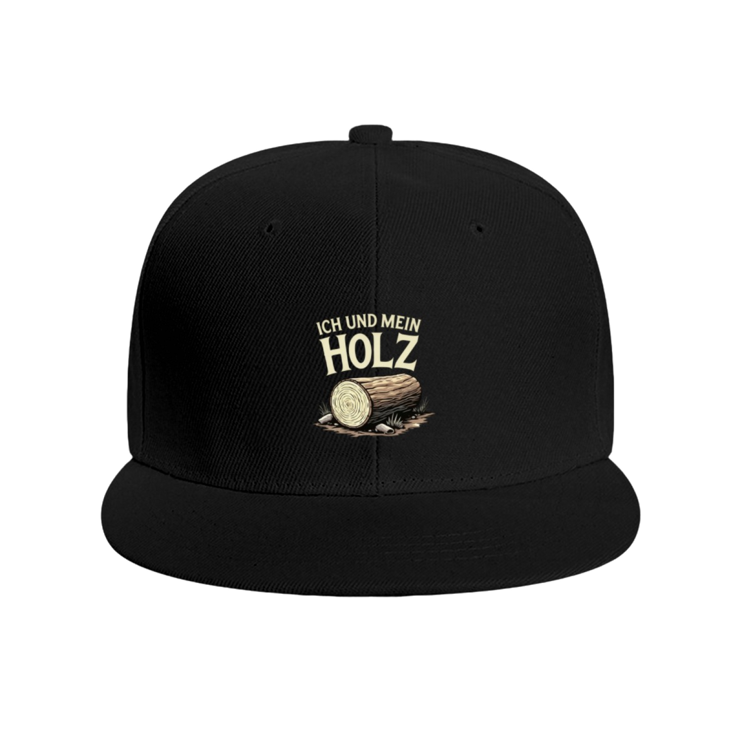 Ich Und Mein Holz Log Print Flat Brim Sun Hat, Lumberjack German Slogan Outdoor Cap