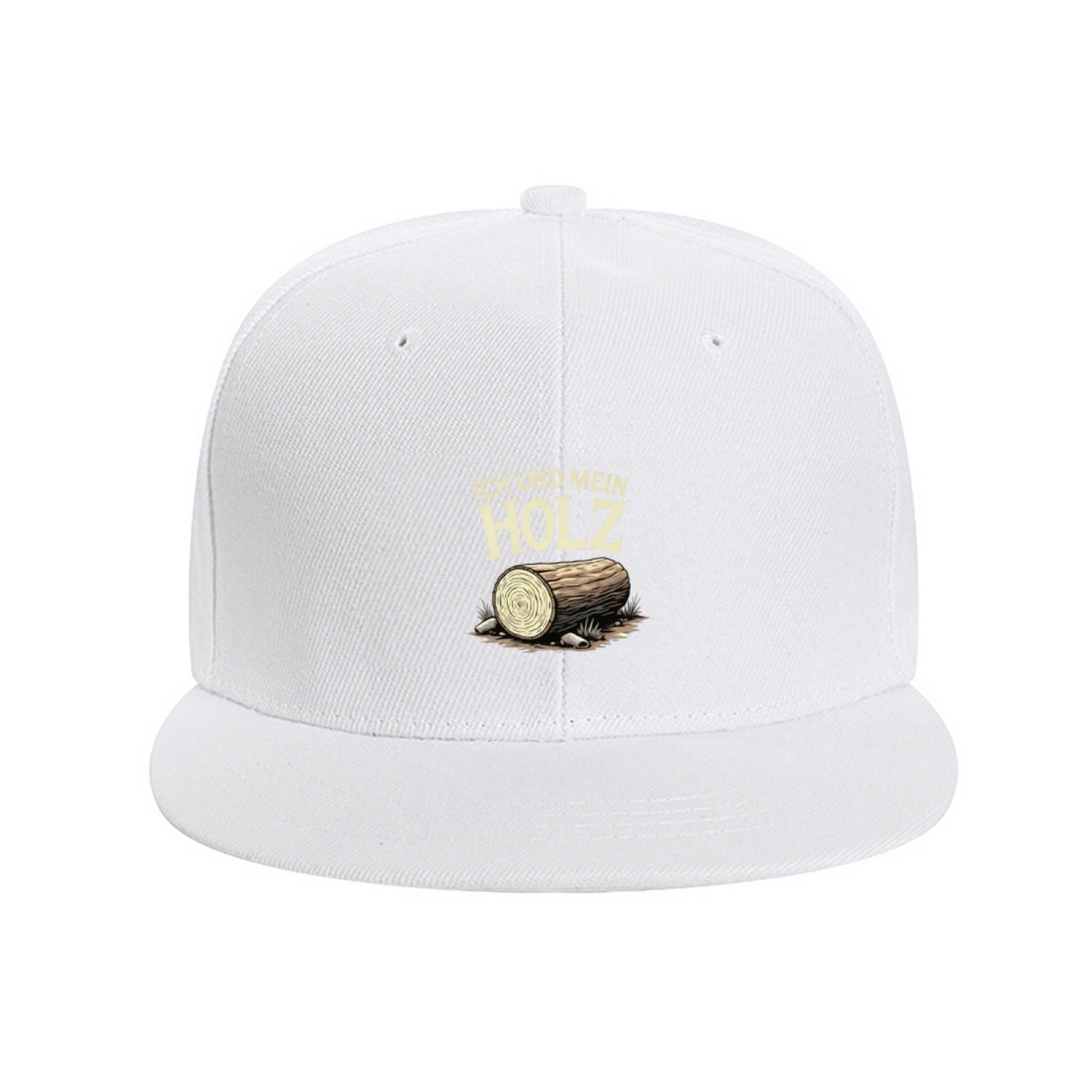 Ich Und Mein Holz Log Print Flat Brim Sun Hat, Lumberjack German Slogan Outdoor Cap