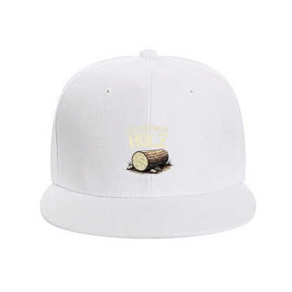 Ich Und Mein Holz Log Print Flat Brim Sun Hat, Lumberjack German Slogan Outdoor Cap