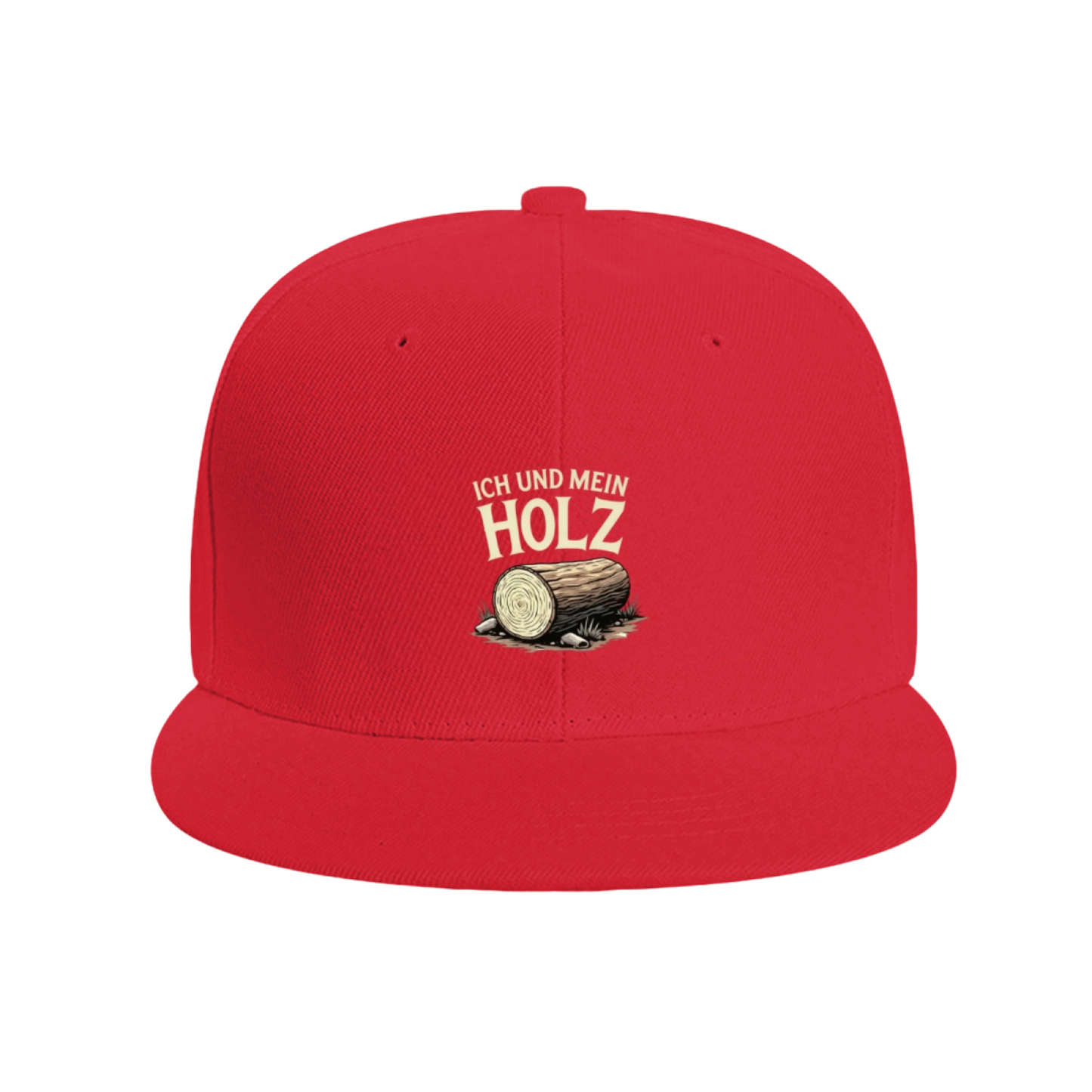 Ich Und Mein Holz Log Print Flat Brim Sun Hat, Lumberjack German Slogan Outdoor Cap