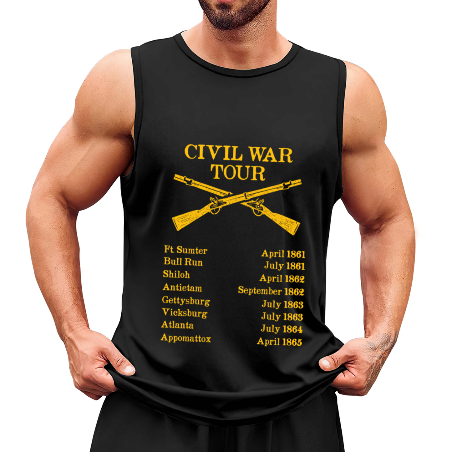 Civil War Tour Vintage Battle List Retro Rifle Print Tank Top
