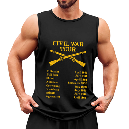 Civil War Tour Vintage Battle List Retro Rifle Print Tank Top