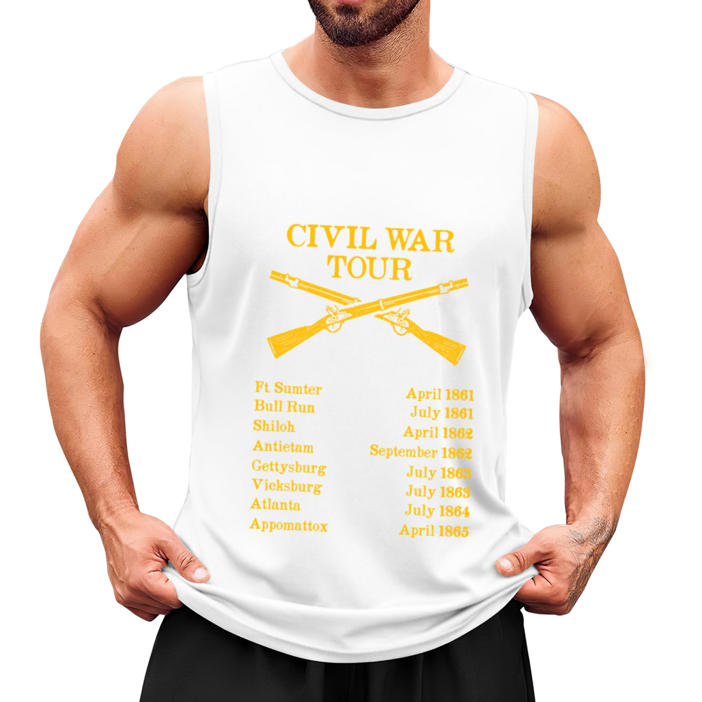 Civil War Tour Vintage Battle List Retro Rifle Print Tank Top