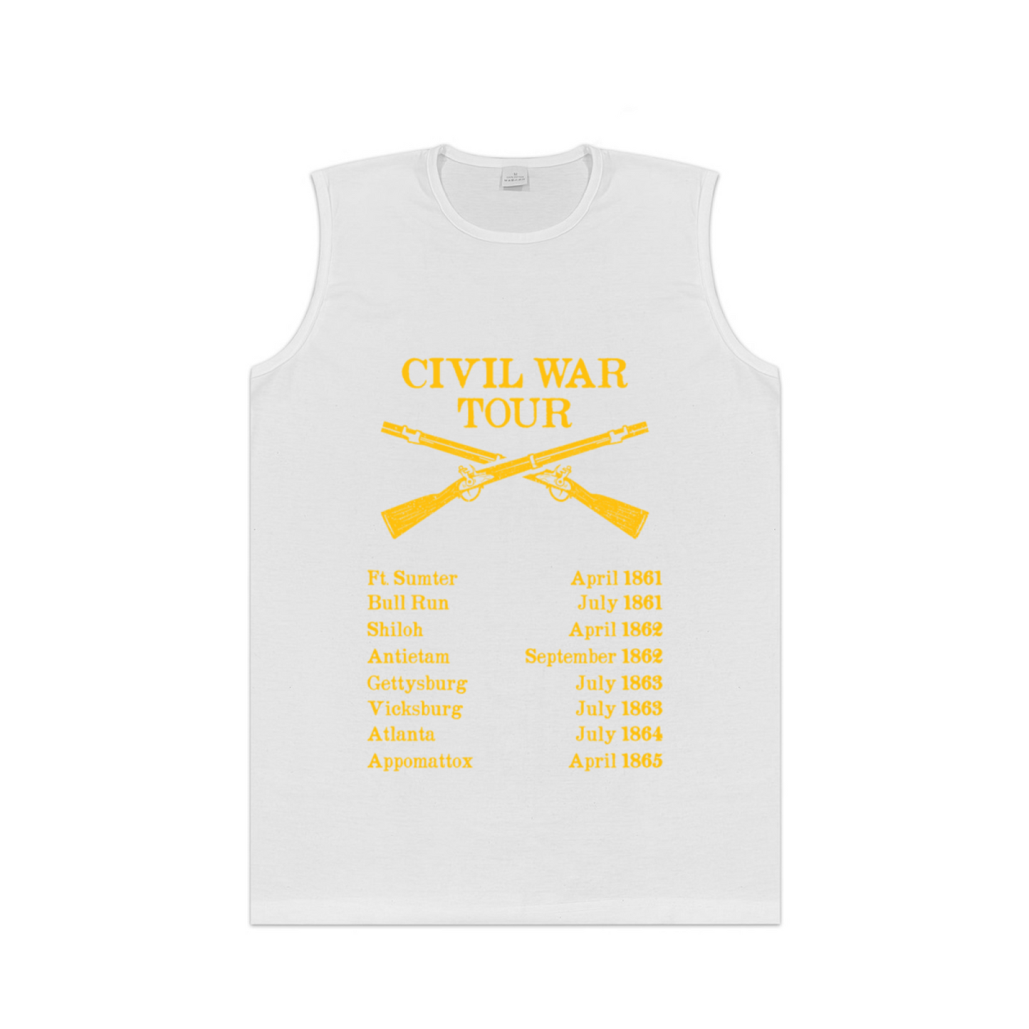 Civil War Tour Vintage Battle List Retro Rifle Print Tank Top