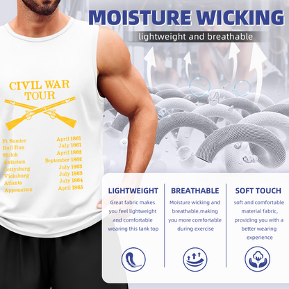 Civil War Tour Vintage Battle List Retro Rifle Print Tank Top