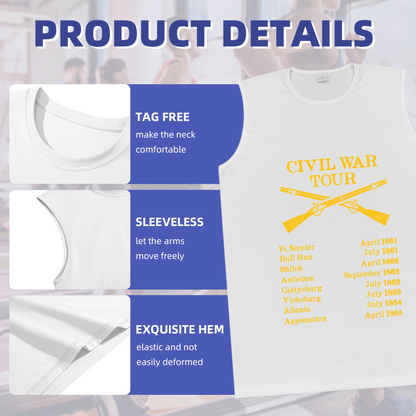 Civil War Tour Vintage Battle List Retro Rifle Print Tank Top
