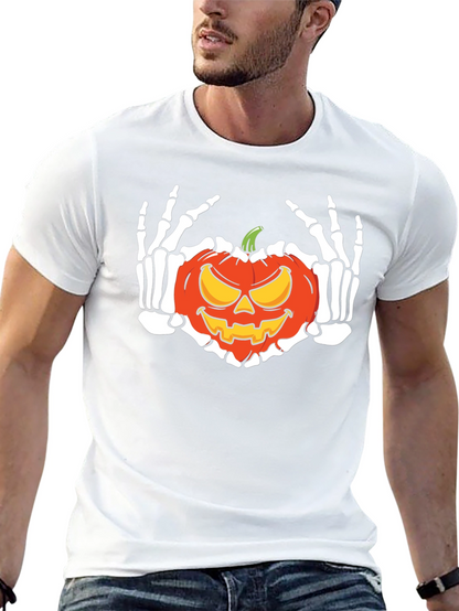 Halloween Skeleton Pumpkin Graphic T-Shirt