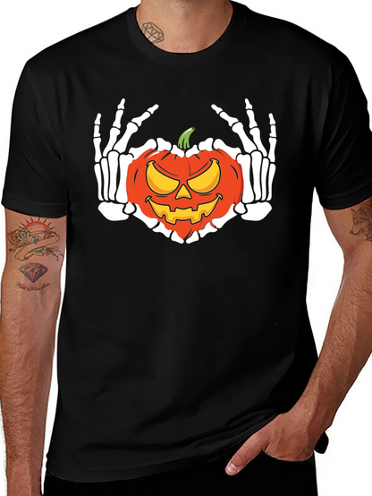 Halloween Skeleton Pumpkin Graphic T-Shirt