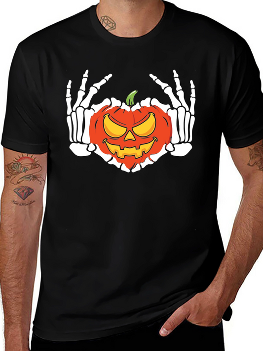 Halloween Skeleton Pumpkin Graphic T-Shirt