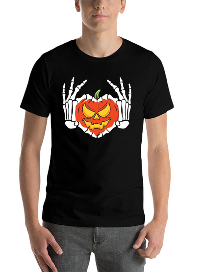 Halloween Skeleton Pumpkin Graphic T-Shirt