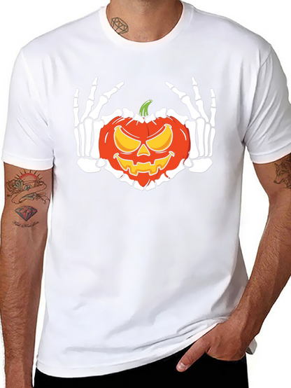 Halloween Skeleton Pumpkin Graphic T-Shirt
