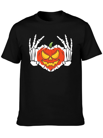 Halloween Skeleton Pumpkin Graphic T-Shirt