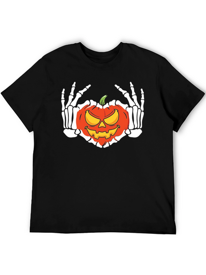 Halloween Skeleton Pumpkin Graphic T-Shirt