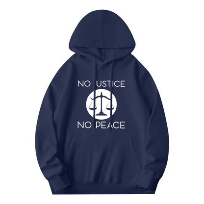 No Justice No Peace Balance Scale Navy Hoodie, Comfort Activist Casual Unisex