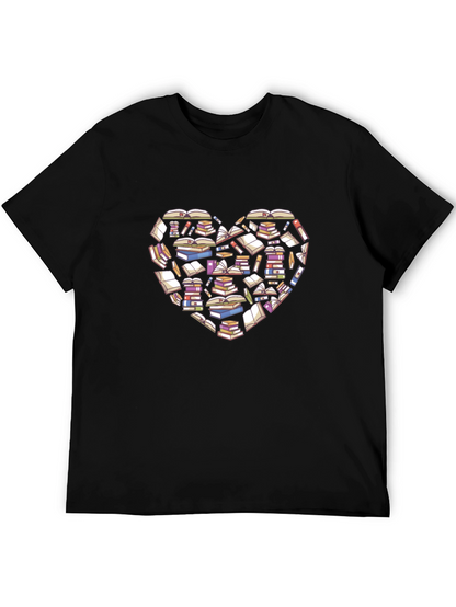 Book Lover Heart T-Shirt - Black Cotton