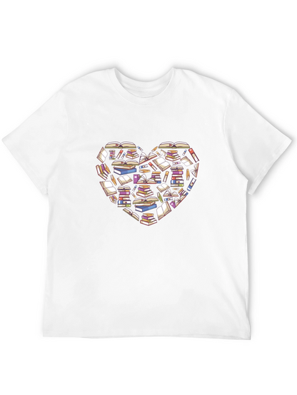 Book Lover Heart T-Shirt - Black Cotton