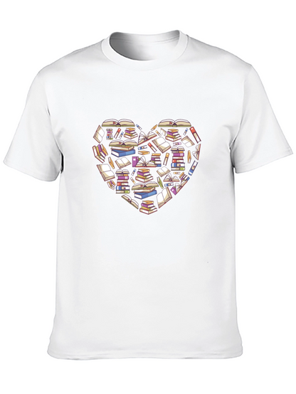 Book Lover Heart T-Shirt - Black Cotton