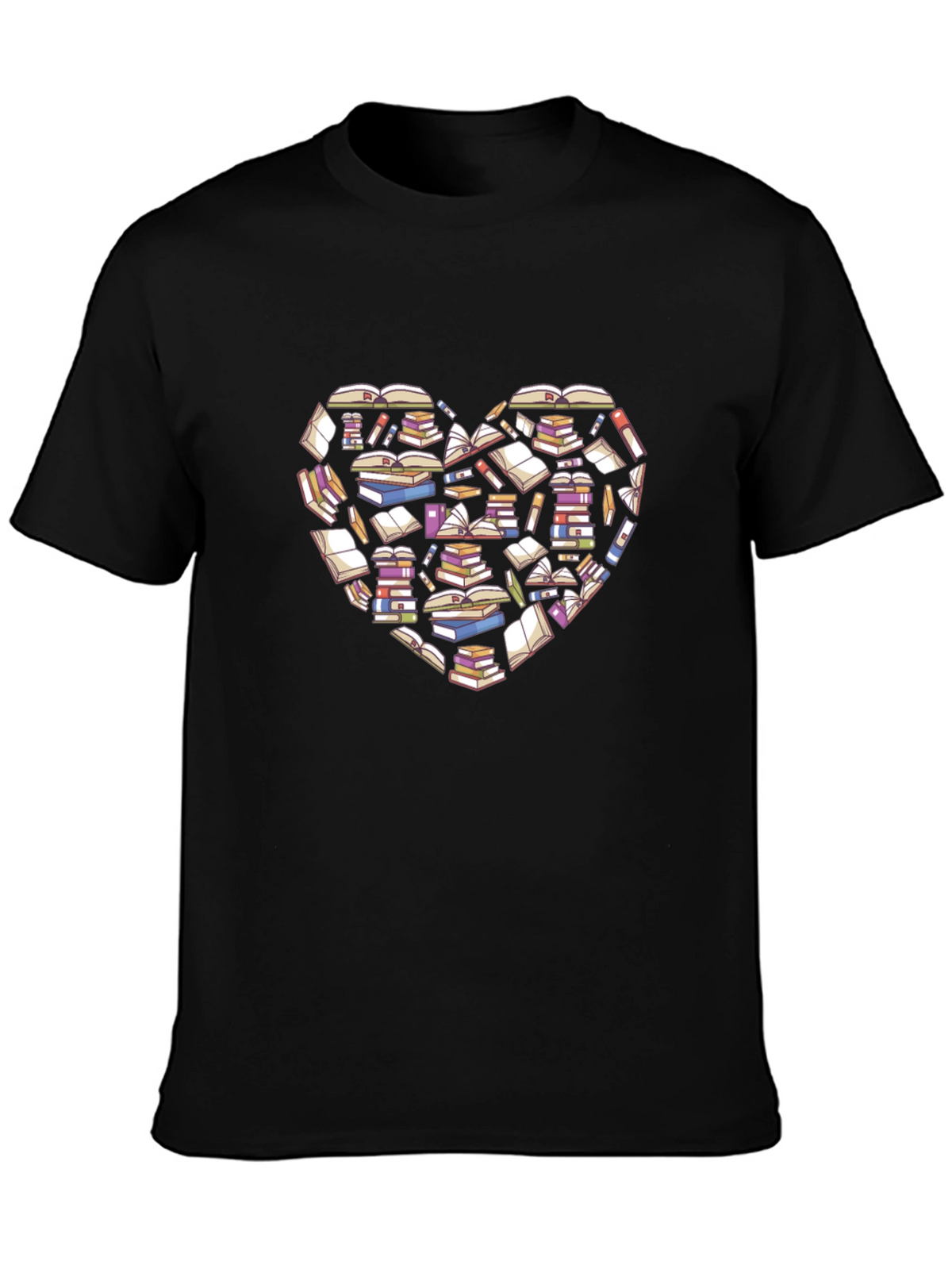 Book Lover Heart T-Shirt - Black Cotton