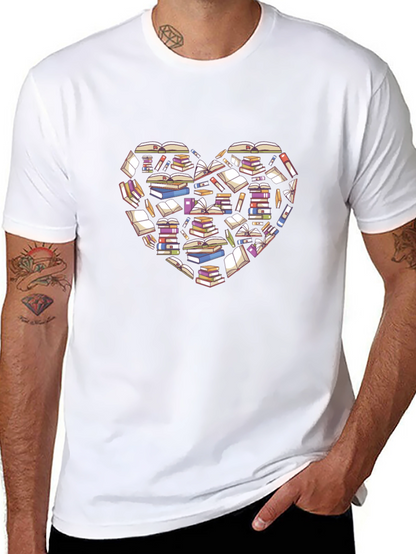 Book Lover Heart T-Shirt - Black Cotton