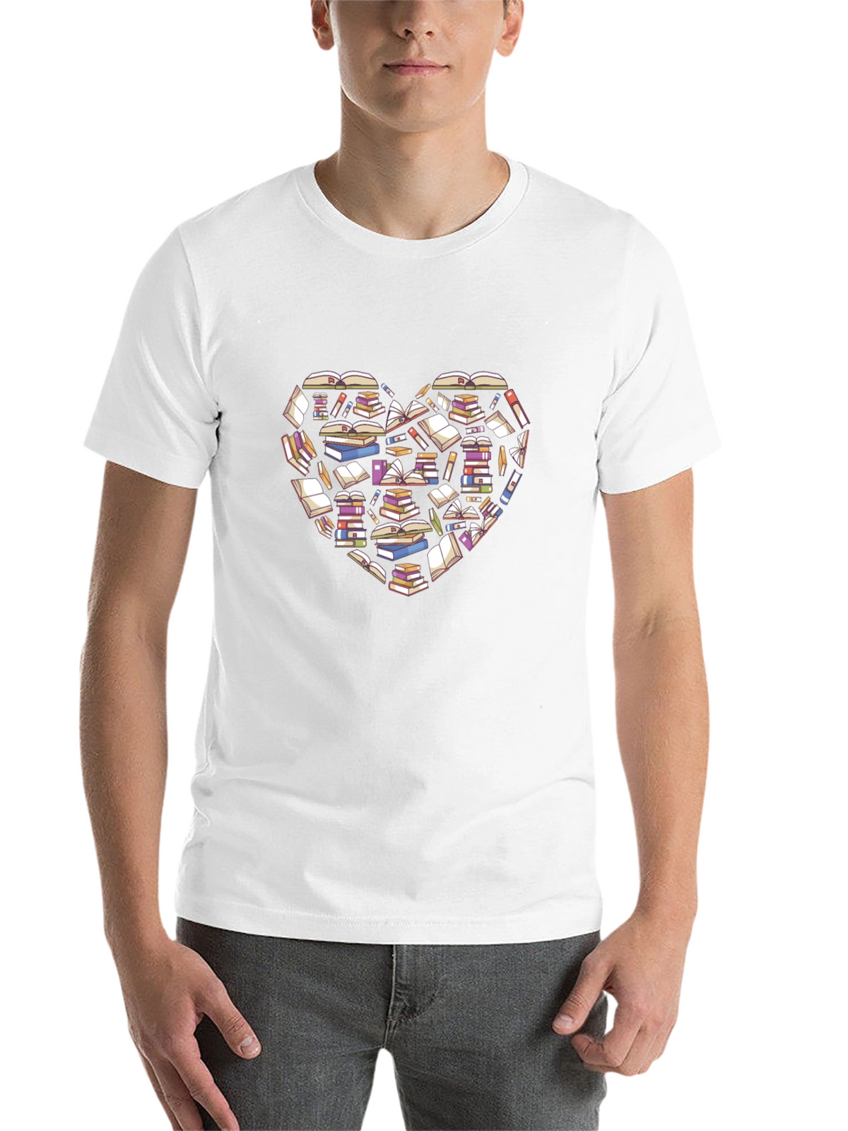 Book Lover Heart T-Shirt - Black Cotton