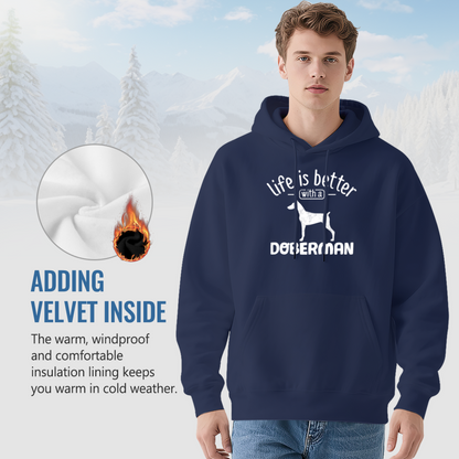 Life Is Better With A Doberman Dog Navy Hoodie