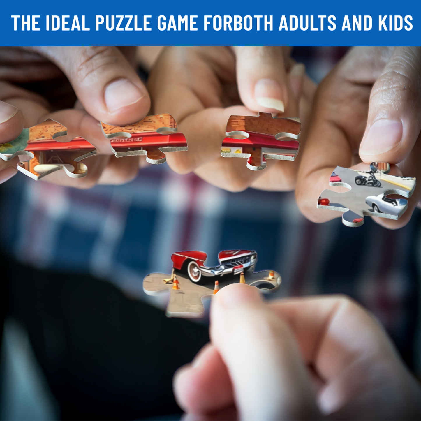 Classic Hot Rod & Motorcycle Retro Garage Street Jigsaw Puzzle | Cool Vintage Muscle Car Puzzle 300/500/1000 Pieces