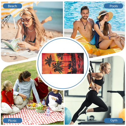 Sunset Coconut Palm Tree Scenery Beach Towel, Luxuriously Soft & Powerful Water Absorption, Multi Size Selection for Relaxing Beachside Lounging