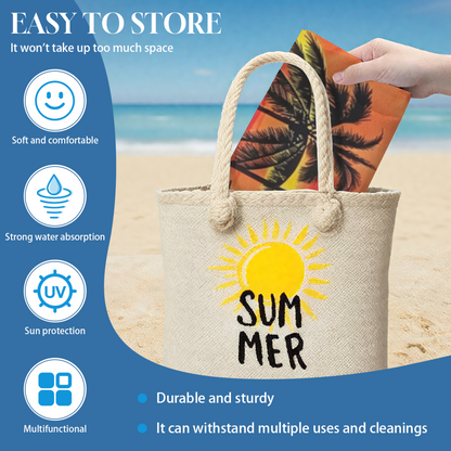 Sunset Coconut Palm Tree Scenery Beach Towel, Luxuriously Soft & Powerful Water Absorption, Multi Size Selection for Relaxing Beachside Lounging
