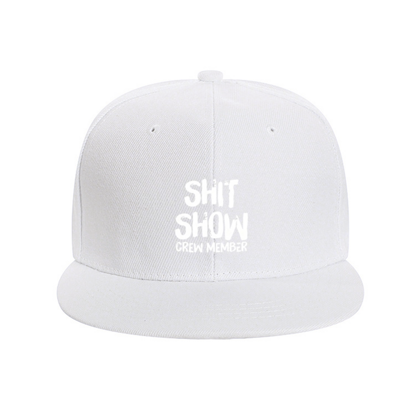 Funny Shit Show Crew Member Black Flat Brim Snapback Sun Hat, Sarcastic Meme Street Cap