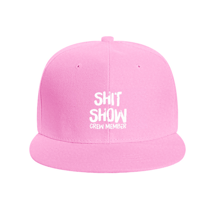 Funny Shit Show Crew Member Black Flat Brim Snapback Sun Hat, Sarcastic Meme Street Cap