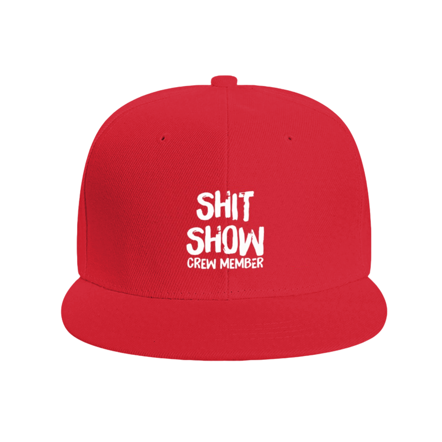 Funny Shit Show Crew Member Black Flat Brim Snapback Sun Hat, Sarcastic Meme Street Cap