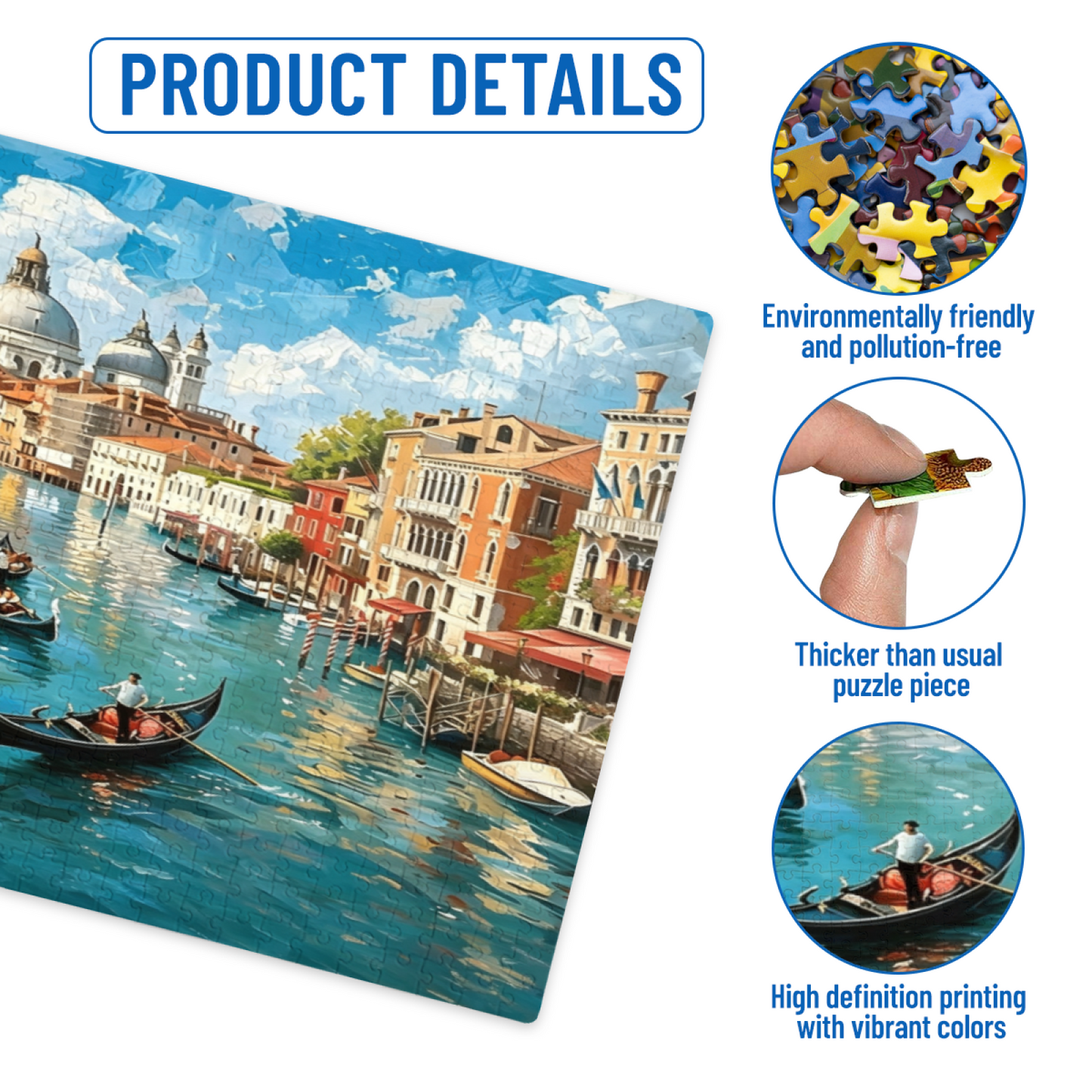 Glorious Venice Grand Canal Gondola Cruise Jigsaw Puzzle | 300/500/1000 Pieces