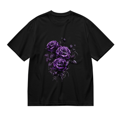 Deep Dark Purple Gothic Rose Trio Plus Size Women Printed T-Shirt