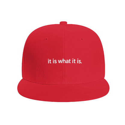 It Is What It Is Short Slogan Print Flat Brim Sun Hat, Chill Vibe Casual Daily Cap
